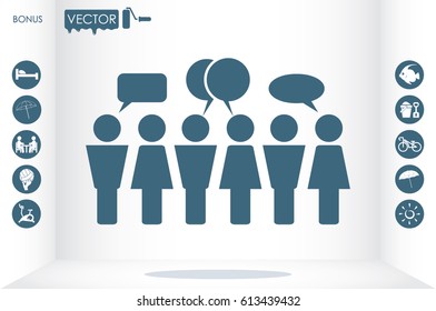 people and talk clouds vector icon