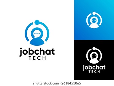 people talk connection logo. chat tech partner job vector design concept	
