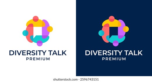 People talk, diversity chat bubble logo vector icon illustration. Discussion or dialogue logo design template. Logo design template of forum, discuss, business, unity, education