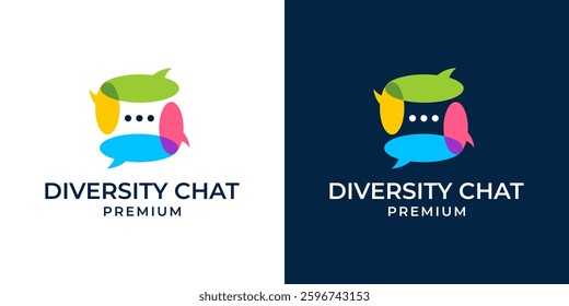 People talk, diversity chat bubble logo vector icon illustration. Discussion or dialogue logo design template. Logo design template of forum, discuss, business, unity, education
