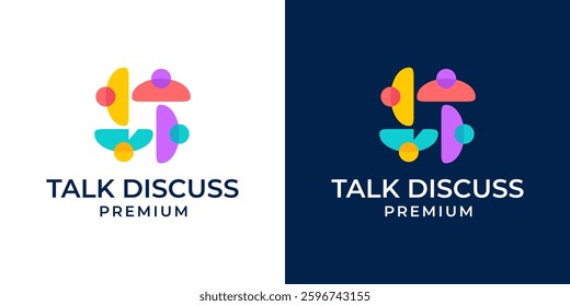 People talk, diversity chat bubble logo vector icon illustration. Discussion or dialogue logo design template. Logo design template of forum, discuss, business, unity, education
