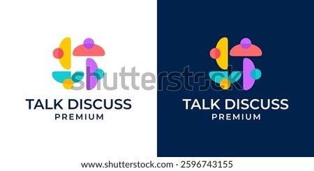 People talk, diversity chat bubble logo vector icon illustration. Discussion or dialogue logo design template. Logo design template of forum, discuss, business, unity, education