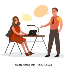 People talk to each other using bubble speech. People chatting. Communication with person. Isolated flat vector illustration Isolated flat vector illustration