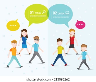 People talk and gather together vector design