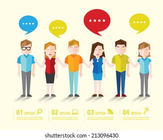 People talk and gather together vector design