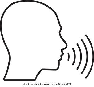 People talk icon. People speaking icon sign vector. Communication. Voice control icon. Speak or talk recognition linear icon