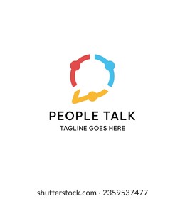 PEOPLE TALK LOGO CONCEPT. BUBBLE CHAT WITH A GROUP OF PEOPLE LOGO DESIGN