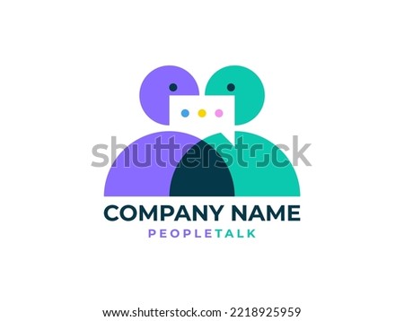 The People Talk logo represents the silhouette of two people communicating with each other and there is a conversation box, Perfect for your business and corporate identity