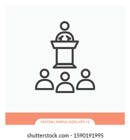 People talk on the front podium of the audience Icon Vector Illustration