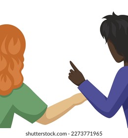 People talking about important things. Colleagues discussing agenda and brand new information. Single object without background. Bright color vector image.