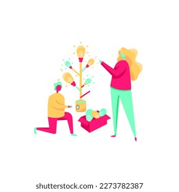 People talking about important things. Colleagues discussing agenda and brand new information. Single object without background. Bright color vector image.