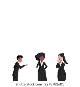 People talking about important things. Colleagues discussing agenda and brand new information. Single object without background. Bright color vector image.