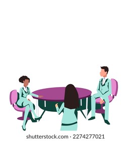 People talking about important things. Colleagues discussing agenda and brand new information. Single object without background. Bright color vector image.