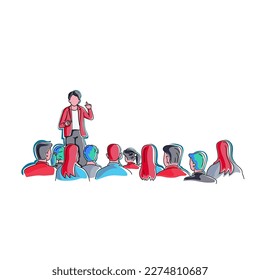 La gente habla de cosas importantes. Colegas discutiendo la agenda y la nueva información. Objeto único sin fondo. Imagen vectorial de color brillante.