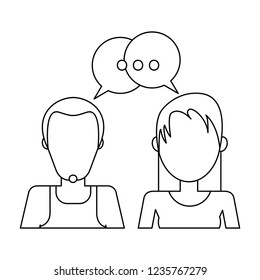 People talking avatar black and white