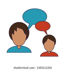 people talking with blank bubbles speech