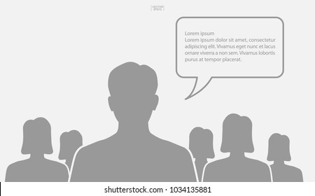 People talking with bubble sign area for copy space. Human thinking with empty chat and idea bubble. Vector illustration.