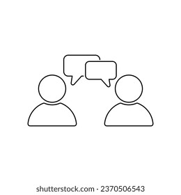People talking chat, conversation icon, two user with speech bubble vector line icon	