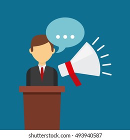 people talking design over blue background, vector illustration