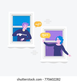 Gente hablando de burbuja de diálogo habla. Notificación de mensajes de chat. Persona conversando con mujer aislada.Ilustración vectorial plana