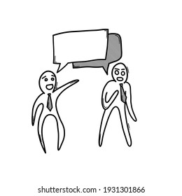 People talking. Doodle vector icon. Drawing sketch illustration hand drawn cartoon line.