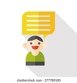 people talking flat icon with long shadow