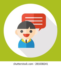 people talking flat icon with long shadow
