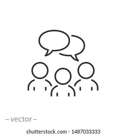 people talking icon, bubble, speak, business group, thin line web symbol on white background - editable stroke vector illustration eps10