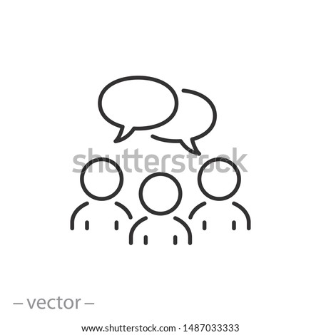 people talking icon, bubble, speak, business group, thin line web symbol on white background - editable stroke vector illustration eps10