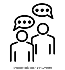 People talking icon. Outline people talking vector icon for web design isolated on white background