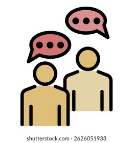 People talking icon. Outline people talking vector icon color flat isolated