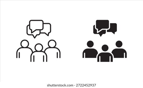 people talking icon set, bubble, speak, business group, vector illustration on white background