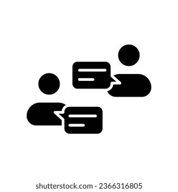 People talking icon. Social forum communication on social media. Two people debate and speaking on phone. Solid or glyph pictogram style. Vector illustration. Design on white background. EPS 10