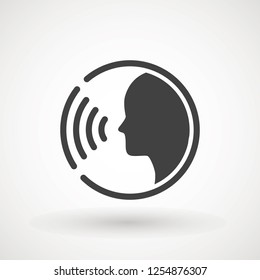 People Talking Icon. Voice Command With Sound Waves Icon Vector. Vector