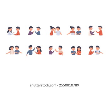 Personen, die über Illustrationselementgruppen sprechen