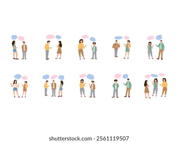 People Talking Illustration Element Set