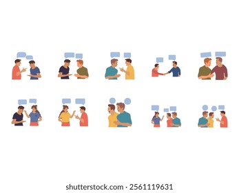 People Talking Illustration Element Set