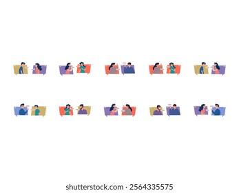 People Talking Illustration Element Set