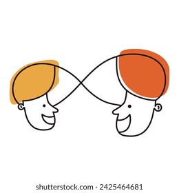 People talking. Illustration with lines. Infinitive sign