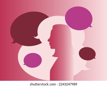  people talking illustration with speech bubble