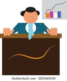 People talking infront of table to explain something with table chart