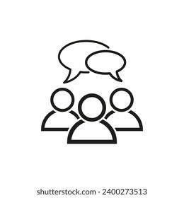 People talking line icon. Group of people symbol with bubbles. Vector illustration. EPS 10.