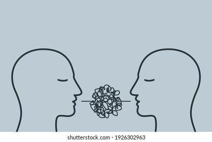 People talking nonsense speech. Poor communication, not understanding, confused speech, unclear explanations. Gossip concept. Vector illustration