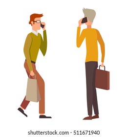 People Talking Phone Character Silhouette Talking Stock Vector (Royalty ...