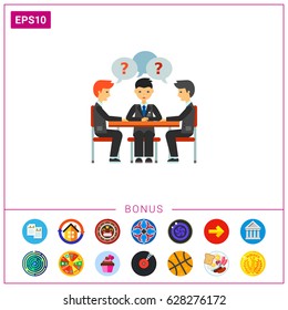 People talking at round table icon