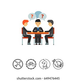 People talking at round table icon