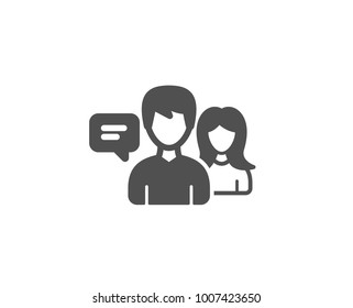 People talking simple icon. Conversation sign. Communication speech bubbles symbol. Quality design elements. Classic style. Vector