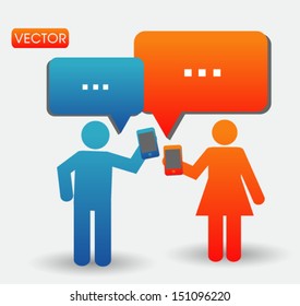 people talking with smartphone concept