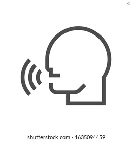 People talking or speaking vector icon. That head of person, speech, voice, sound or audio. Concept for voice assistant, voice recognition. Technology to control smartphone and smart home. 48x48 pixe