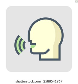 People talking or speaking vector icon. That head of person, speech, voice, sound or audio. Concept for voice assistant, voice recognition. Technology to control smartphone and smart home. 48x48 pixel